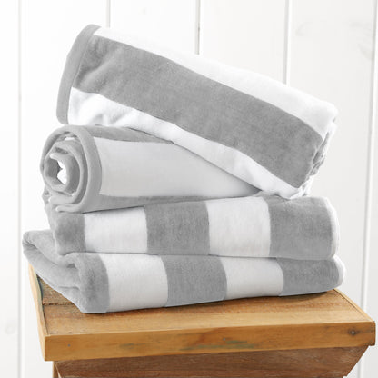 100% Cotton Velour Cabana Stripe Beach Towels - Novia Collection, Great Bay Home