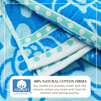 100% Cotton Velour Beach Towels 2-Pack - Maui Collection, 30" x 60"