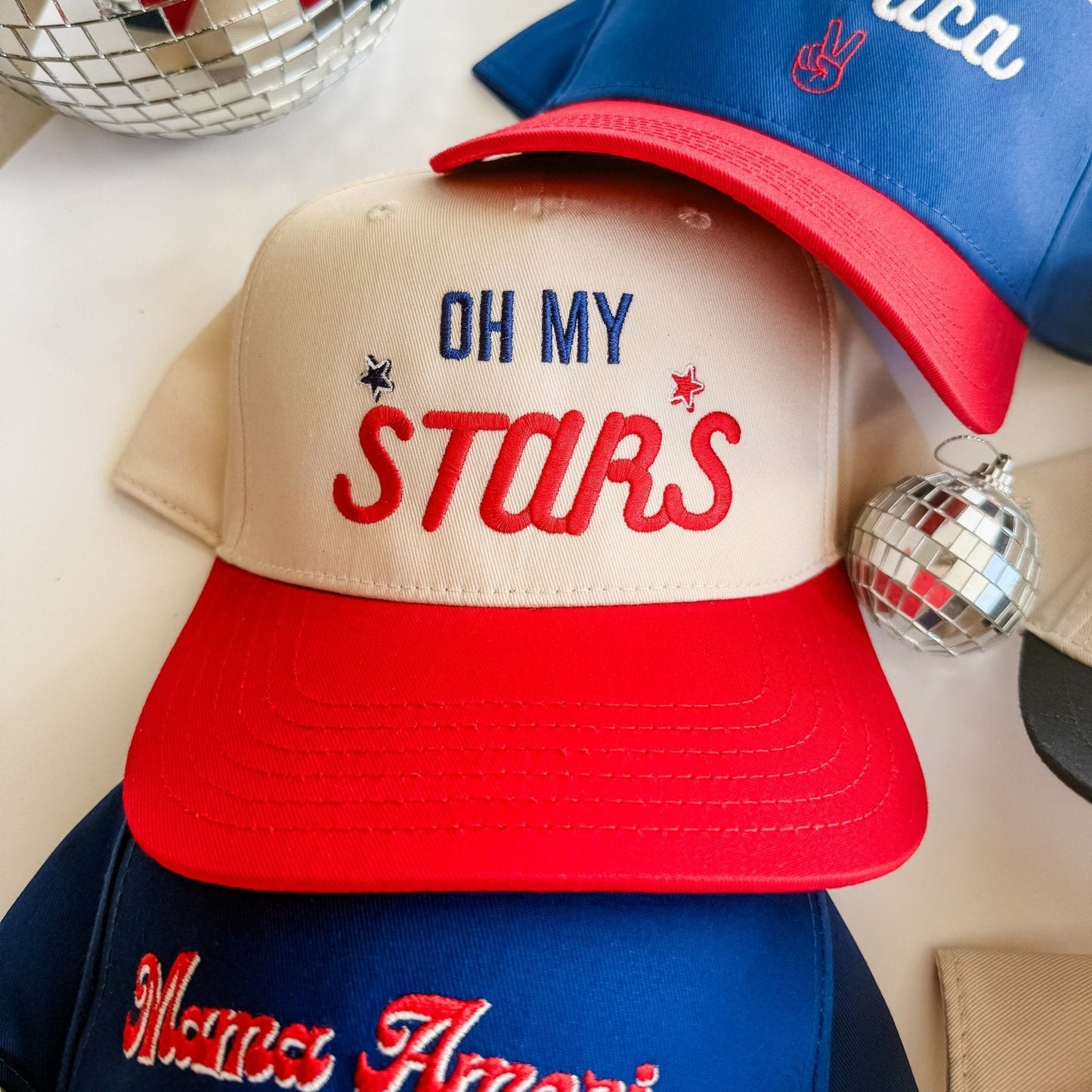 Oh My Stars Trucker Hat - Patriotic Embroidered Snapback Hat
