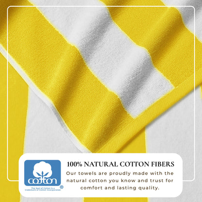 100% Cotton Velour Cabana Stripe Beach Towels - Novia Collection, Great Bay Home