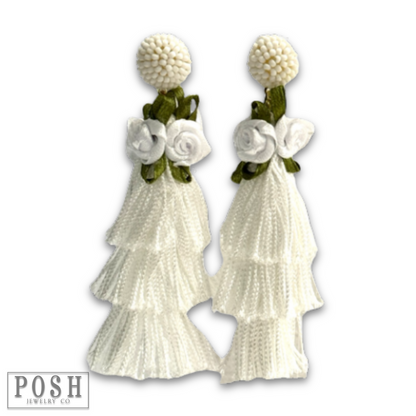 Fiesta Fringe Earrings with Satin Rosettes