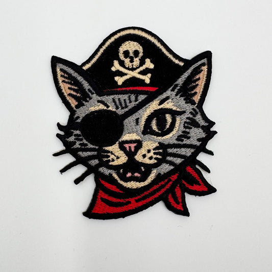 Pirate Cat Iron-On Embroidered Patch