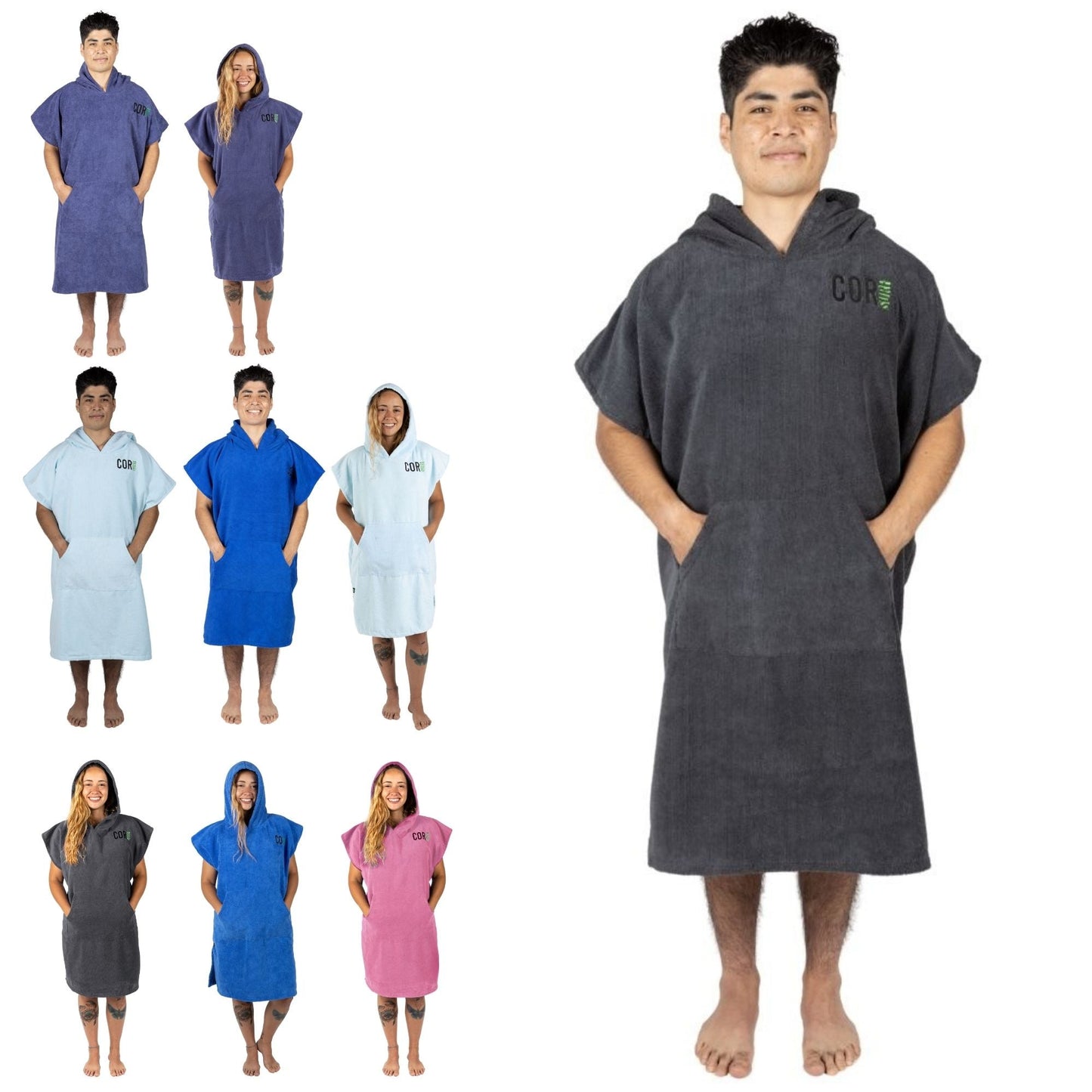 Microfiber Changing Towel Poncho - COR Surf Solid Colors, Unisex, Medium and Large