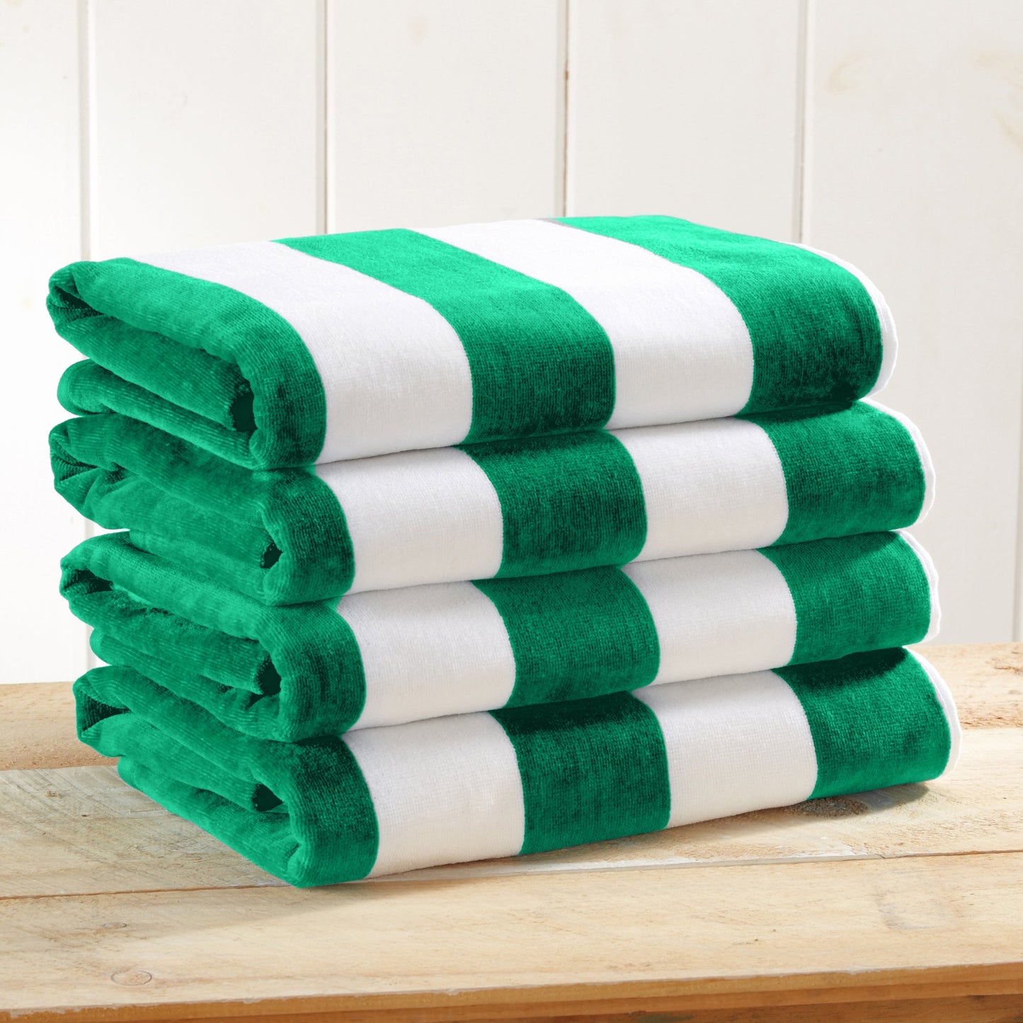 100% Cotton Velour Cabana Stripe Beach Towels - Novia Collection, Great Bay Home