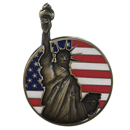 Statue of Liberty Enamel Pin - Patriotic American Flag Lapel Pin