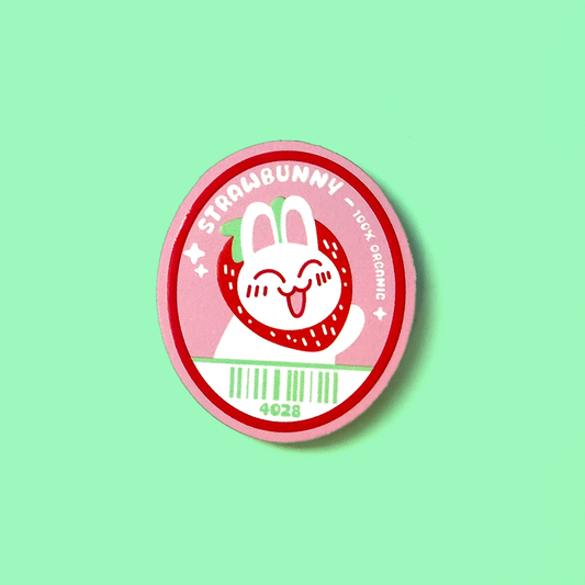 Strawbunny Enamel Pin