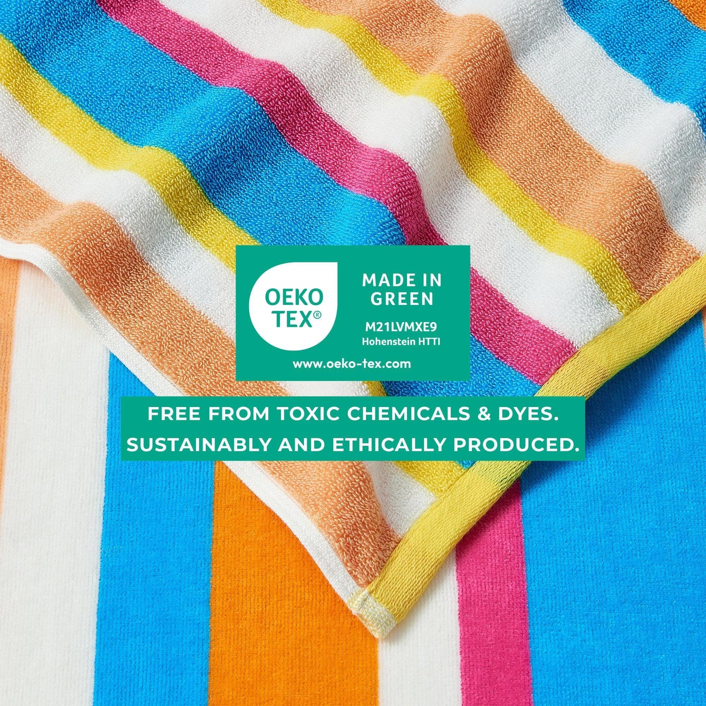 100% Cotton Velour Cabana Stripe Beach Towels - Novia Collection, Great Bay Home