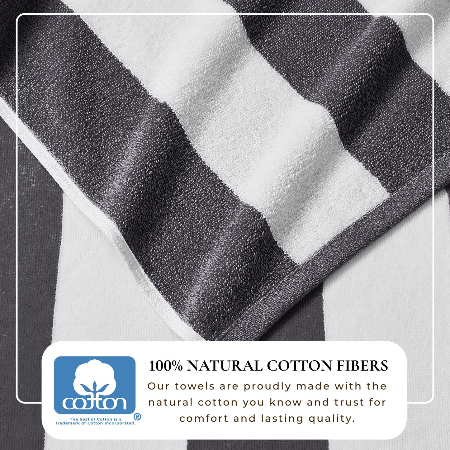 100% Cotton Velour Cabana Stripe Beach Towels - Novia Collection, Great Bay Home