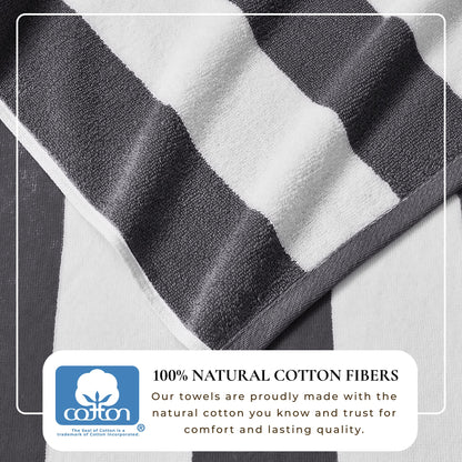 100% Cotton Velour Cabana Stripe Beach Towels - Novia Collection, Great Bay Home