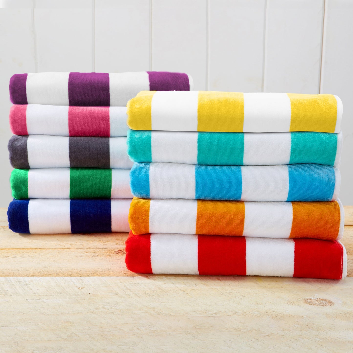 100% Cotton Velour Cabana Stripe Beach Towels - Novia Collection, Great Bay Home