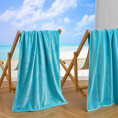 100% Cotton Velour Beach Towels 2-Pack - Maui Collection, 30" x 60"