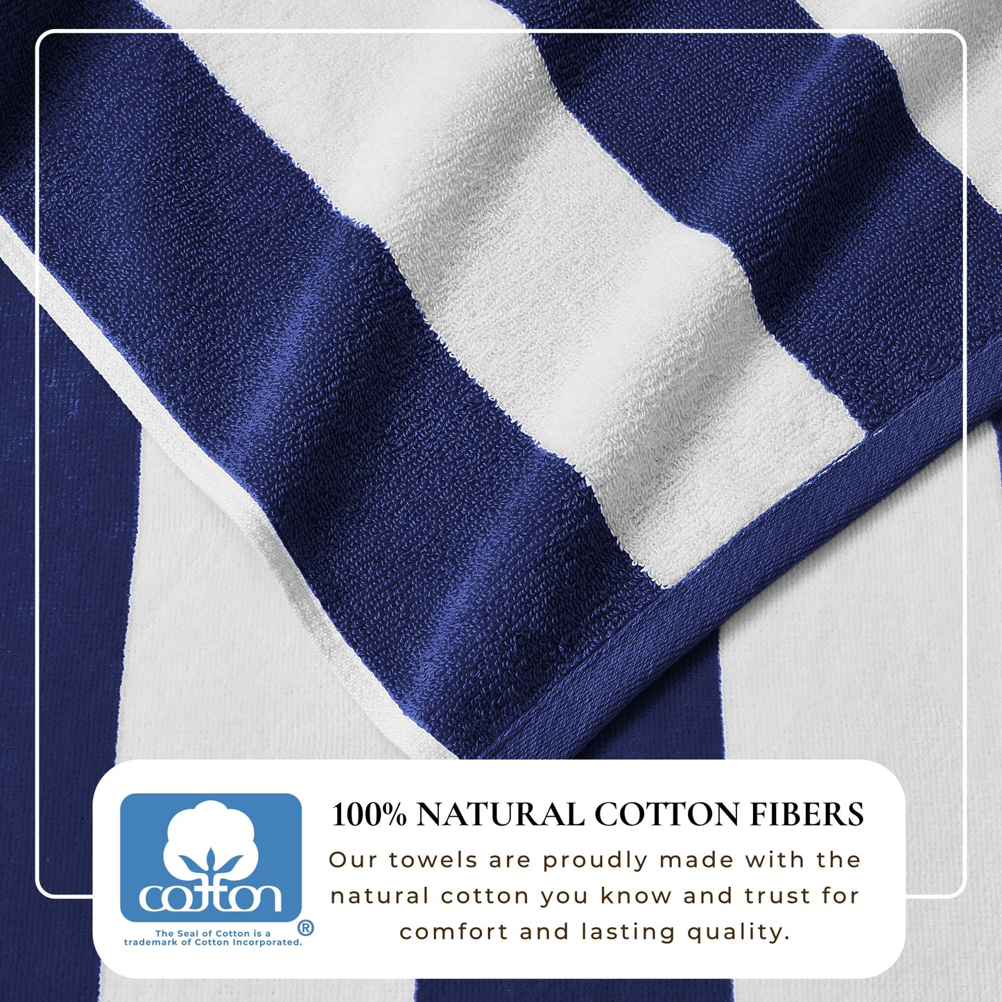 100% Cotton Velour Cabana Stripe Beach Towels - Novia Collection, Great Bay Home