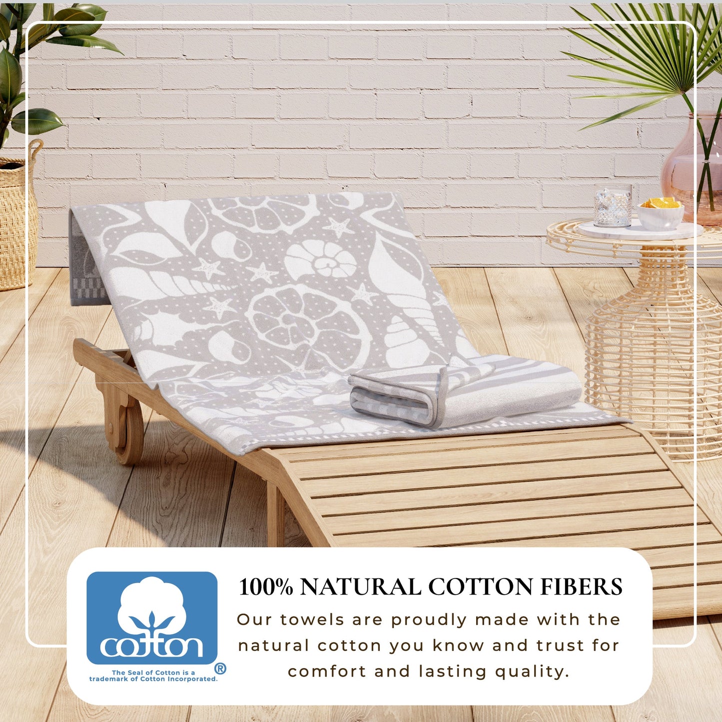 100% Cotton Velour Beach Towels 2-Pack - Maui Collection, 30" x 60"