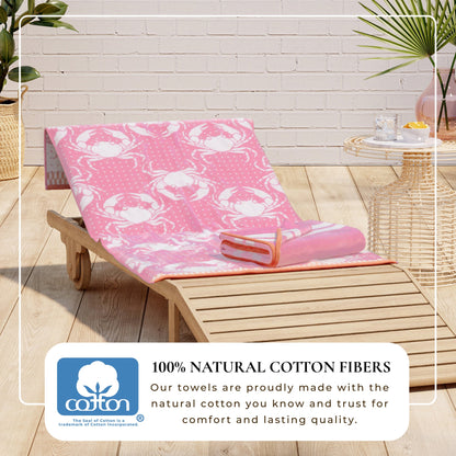 100% Cotton Velour Beach Towels 2-Pack - Maui Collection, 30" x 60"