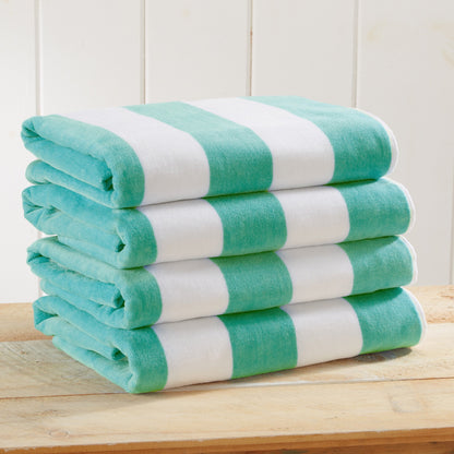 100% Cotton Velour Cabana Stripe Beach Towels - Novia Collection, Great Bay Home