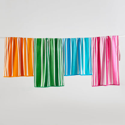 100% Cotton Velour Cabana Stripe Beach Towels - Novia Collection, Great Bay Home