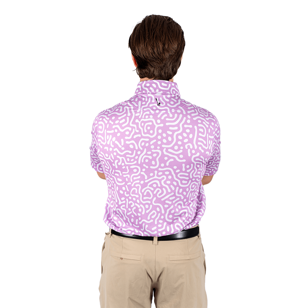 2putt Wrong Fairway Men's Golf Polo Shirt in Lavender