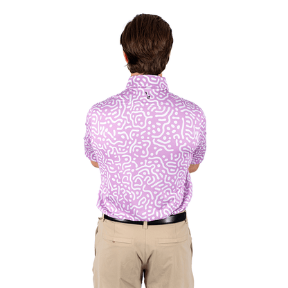 2putt Wrong Fairway Men's Golf Polo Shirt in Lavender