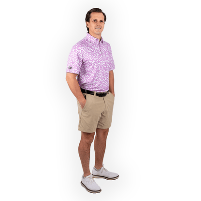 2putt Wrong Fairway Men's Golf Polo Shirt in Lavender