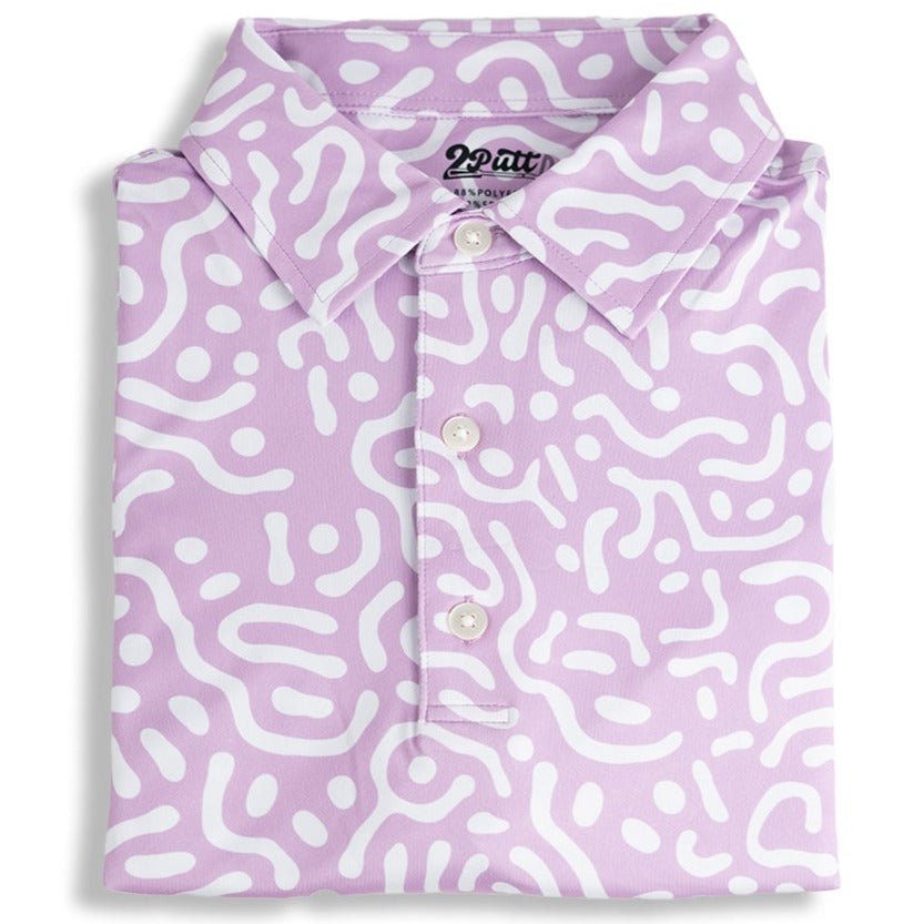 2putt Wrong Fairway Men's Golf Polo Shirt in Lavender
