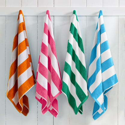 100% Cotton Velour Cabana Stripe Beach Towels - Novia Collection, Great Bay Home