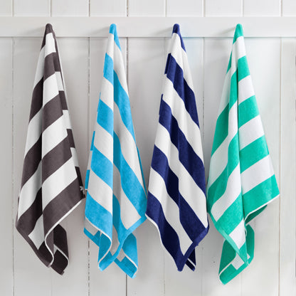 100% Cotton Velour Cabana Stripe Beach Towels - Novia Collection, Great Bay Home