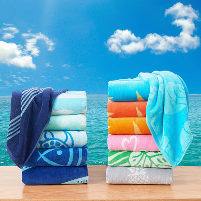 100% Cotton Velour Beach Towels 2-Pack - Maui Collection, 30" x 60"