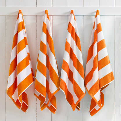 100% Cotton Velour Cabana Stripe Beach Towels - Novia Collection, Great Bay Home