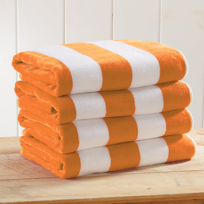 100% Cotton Velour Cabana Stripe Beach Towels - Novia Collection, Great Bay Home
