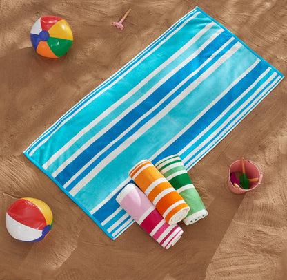 100% Cotton Velour Cabana Stripe Beach Towels - Novia Collection, Great Bay Home