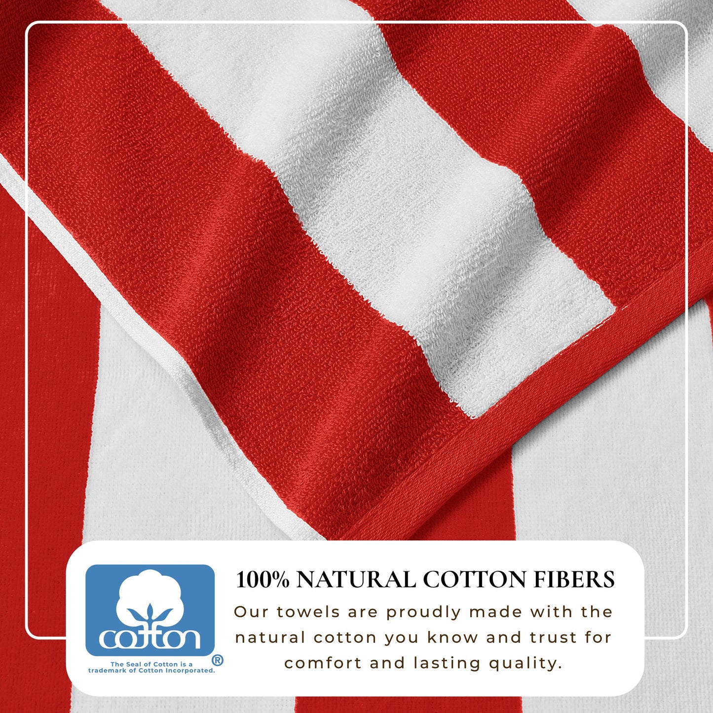 100% Cotton Velour Cabana Stripe Beach Towels - Novia Collection, Great Bay Home