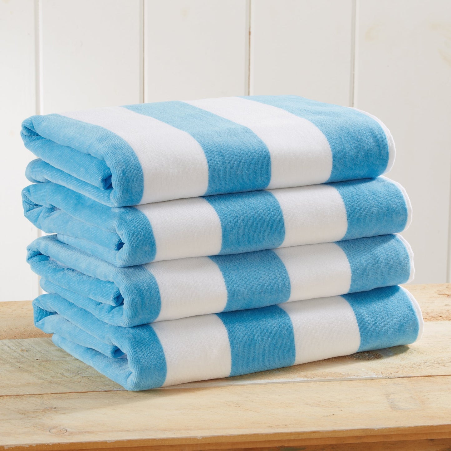 100% Cotton Velour Cabana Stripe Beach Towels - Novia Collection, Great Bay Home