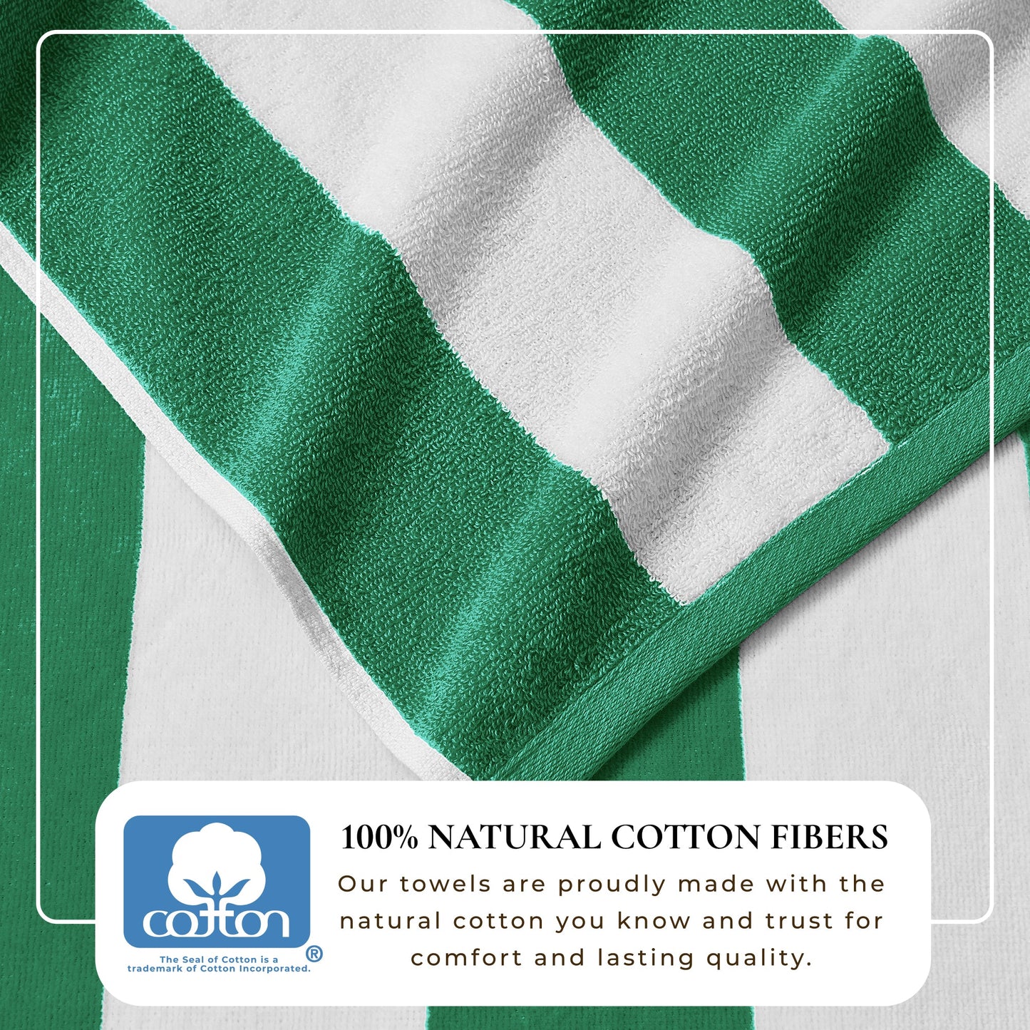 100% Cotton Velour Cabana Stripe Beach Towels - Novia Collection, Great Bay Home