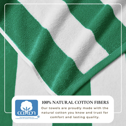 100% Cotton Velour Cabana Stripe Beach Towels - Novia Collection, Great Bay Home